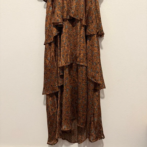 anora maxi dress in copper & black ditsy Black Crochet Double Slit Cover Up Maxi Dress main image 0
